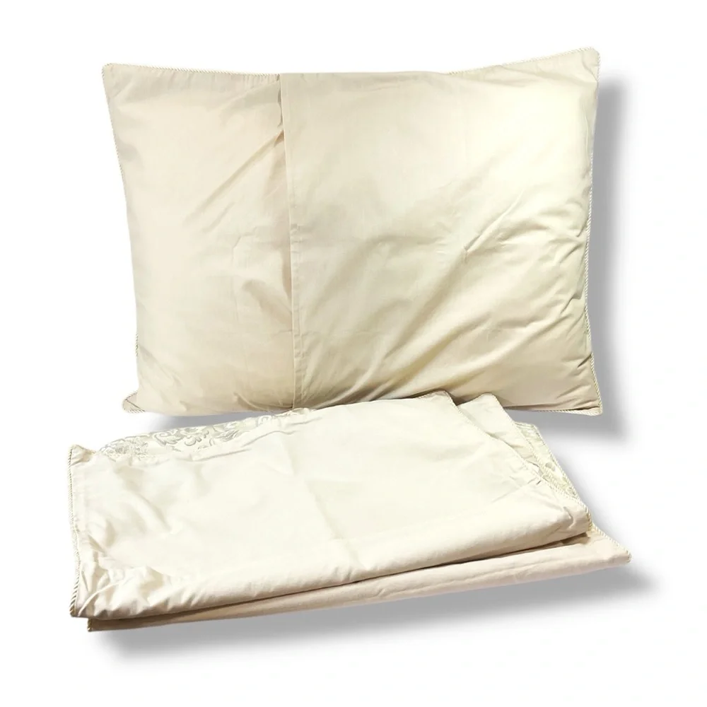 Vintage Home-Sewn Luxury Cream Damask Shams 3 Pack -Estate Sale